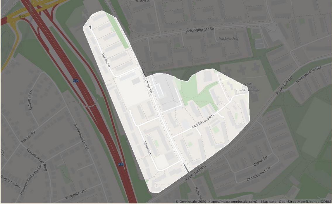 Karte des Zustellbezirks